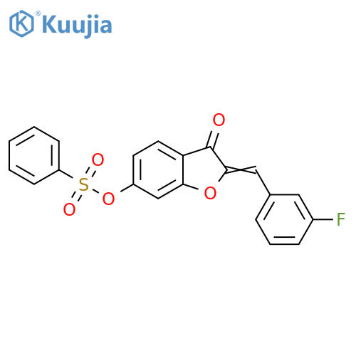 (2Z)-2-(3-fluorophenyl)methylidene-3-oxo-2,3-dihydro-1-benzofuran-6-yl benzenesulfonate structure