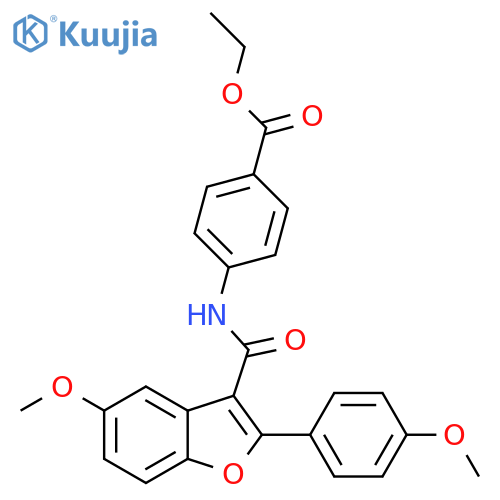 ethyl 4-5-methoxy-2-(4-methoxyphenyl)-1-benzofuran-3-amidobenzoate structure