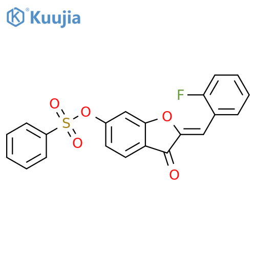 (2Z)-2-(2-fluorophenyl)methylidene-3-oxo-2,3-dihydro-1-benzofuran-6-yl benzenesulfonate structure