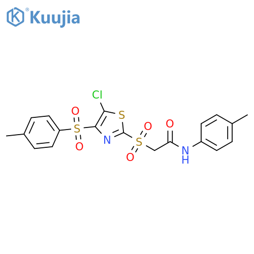 2-{5-chloro-4-(4-methylbenzenesulfonyl)-1,3-thiazol-2-ylsulfonyl}-N-(4-methylphenyl)acetamide structure