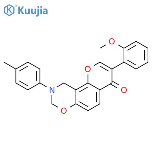 3-(2-methoxyphenyl)-9-(4-methylphenyl)-4H,8H,9H,10H-chromeno8,7-e1,3oxazin-4-one structure