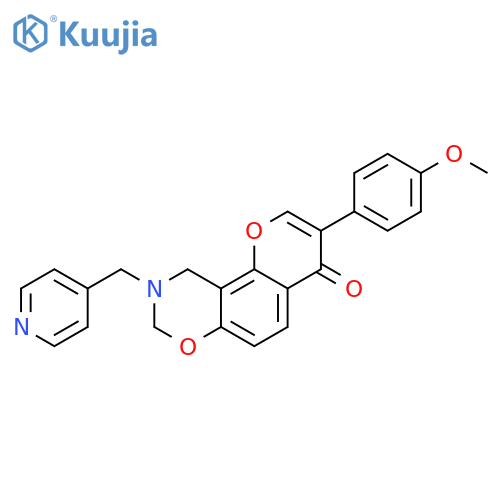 3-(4-methoxyphenyl)-9-(pyridin-4-yl)methyl-4H,8H,9H,10H-chromeno8,7-e1,3oxazin-4-one structure