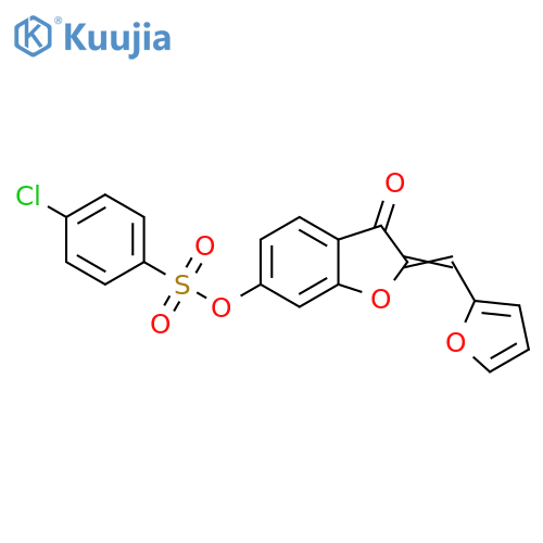 (2Z)-2-(furan-2-yl)methylidene-3-oxo-2,3-dihydro-1-benzofuran-6-yl 4-chlorobenzene-1-sulfonate structure