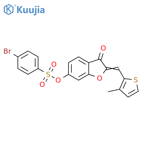 (2Z)-2-(3-methylthiophen-2-yl)methylidene-3-oxo-2,3-dihydro-1-benzofuran-6-yl 4-bromobenzene-1-sulfonate structure