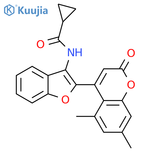 N-2-(5,7-dimethyl-2-oxo-2H-chromen-4-yl)-1-benzofuran-3-ylcyclopropanecarboxamide structure