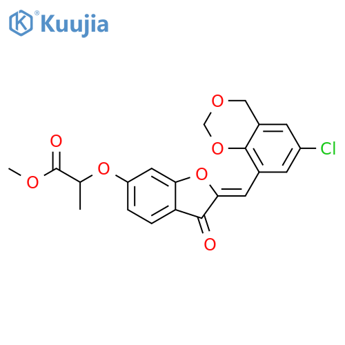 methyl 2-{(2Z)-2-(6-chloro-2,4-dihydro-1,3-benzodioxin-8-yl)methylidene-3-oxo-2,3-dihydro-1-benzofuran-6-yloxy}propanoate structure