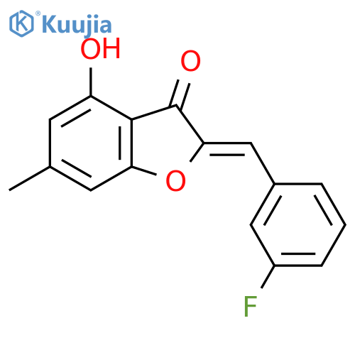 (2Z)-2-(3-fluorophenyl)methylidene-4-hydroxy-6-methyl-2,3-dihydro-1-benzofuran-3-one structure