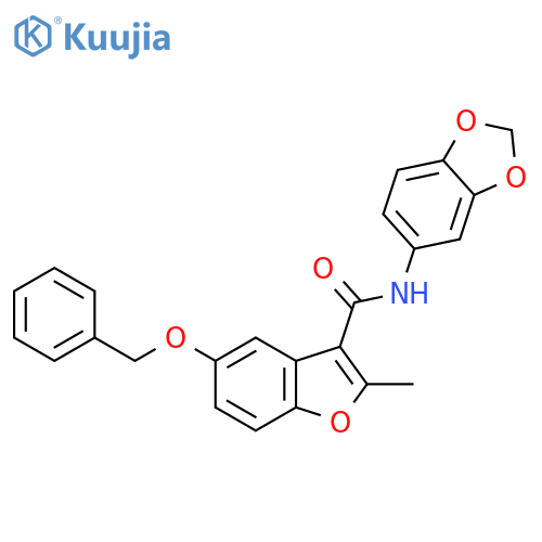 N-(2H-1,3-benzodioxol-5-yl)-5-(benzyloxy)-2-methyl-1-benzofuran-3-carboxamide structure