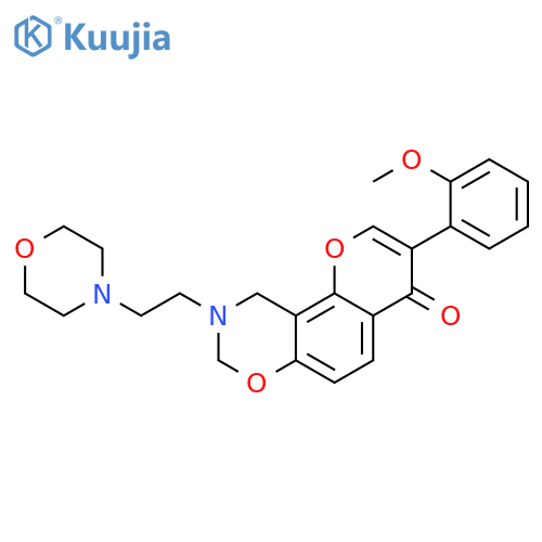 3-(2-methoxyphenyl)-9-2-(morpholin-4-yl)ethyl-4H,8H,9H,10H-chromeno8,7-e1,3oxazin-4-one structure