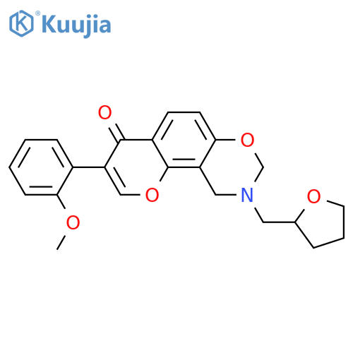 3-(2-methoxyphenyl)-9-(oxolan-2-yl)methyl-4H,8H,9H,10H-chromeno8,7-e1,3oxazin-4-one structure
