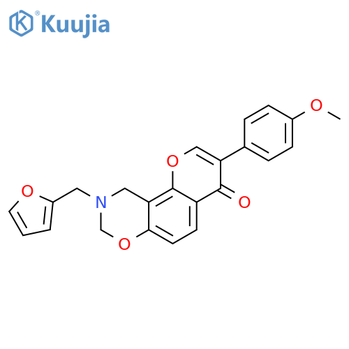 9-(furan-2-yl)methyl-3-(4-methoxyphenyl)-4H,8H,9H,10H-chromeno8,7-e1,3oxazin-4-one structure