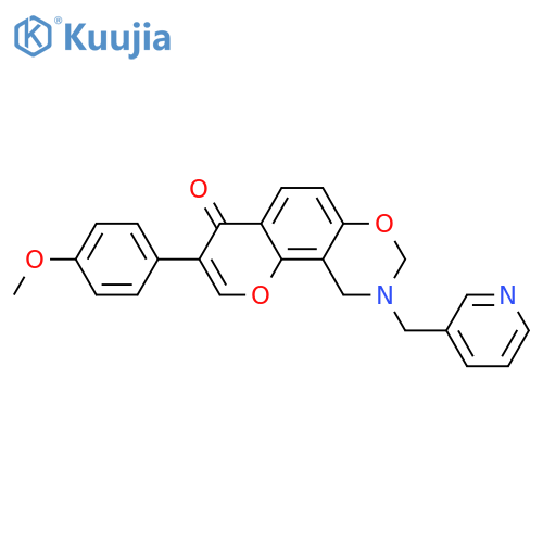 3-(4-methoxyphenyl)-9-(pyridin-3-yl)methyl-4H,8H,9H,10H-chromeno8,7-e1,3oxazin-4-one structure