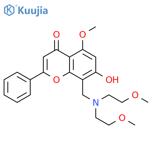 8-{bis(2-methoxyethyl)aminomethyl}-7-hydroxy-5-methoxy-2-phenyl-4H-chromen-4-one structure