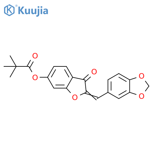 (2Z)-2-(2H-1,3-benzodioxol-5-yl)methylidene-3-oxo-2,3-dihydro-1-benzofuran-6-yl 2,2-dimethylpropanoate structure