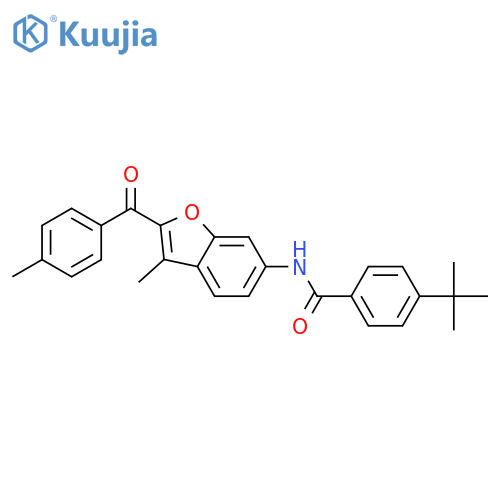 4-tert-butyl-N-3-methyl-2-(4-methylbenzoyl)-1-benzofuran-6-ylbenzamide structure