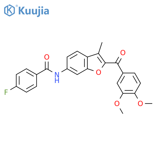 N-2-(3,4-dimethoxybenzoyl)-3-methyl-1-benzofuran-6-yl-4-fluorobenzamide structure