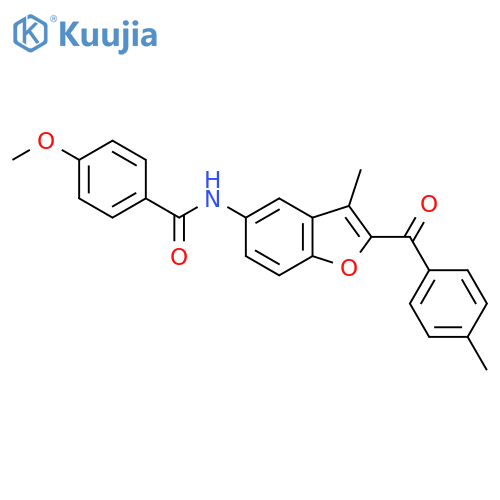 4-methoxy-N-3-methyl-2-(4-methylbenzoyl)-1-benzofuran-5-ylbenzamide structure