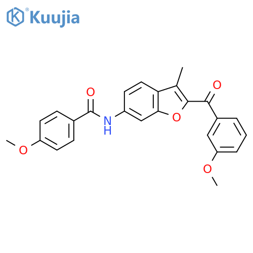 4-methoxy-N-2-(3-methoxybenzoyl)-3-methyl-1-benzofuran-6-ylbenzamide structure