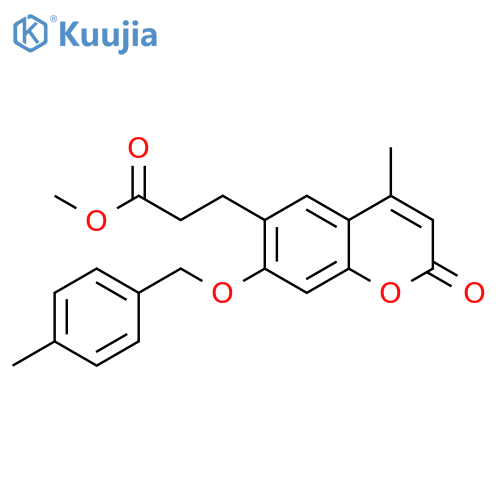 methyl 3-{4-methyl-7-(4-methylphenyl)methoxy-2-oxo-2H-chromen-6-yl}propanoate structure