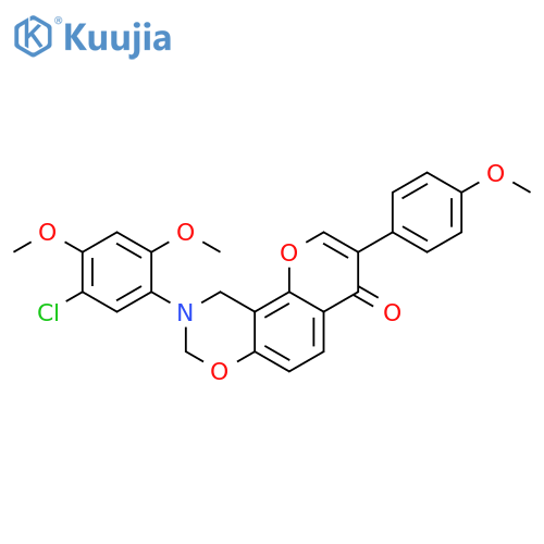 9-(5-chloro-2,4-dimethoxyphenyl)-3-(4-methoxyphenyl)-4H,8H,9H,10H-chromeno8,7-e1,3oxazin-4-one structure
