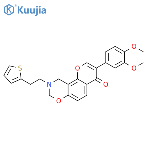3-(3,4-dimethoxyphenyl)-9-2-(thiophen-2-yl)ethyl-4H,8H,9H,10H-chromeno8,7-e1,3oxazin-4-one structure