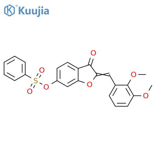 (2Z)-2-(2,3-dimethoxyphenyl)methylidene-3-oxo-2,3-dihydro-1-benzofuran-6-yl benzenesulfonate structure