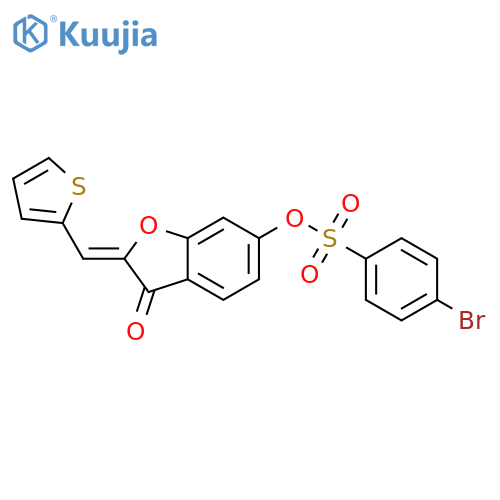 (2Z)-3-oxo-2-(thiophen-2-yl)methylidene-2,3-dihydro-1-benzofuran-6-yl 4-bromobenzene-1-sulfonate structure