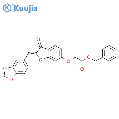 benzyl 2-{(2Z)-2-(2H-1,3-benzodioxol-5-yl)methylidene-3-oxo-2,3-dihydro-1-benzofuran-6-yloxy}acetate structure