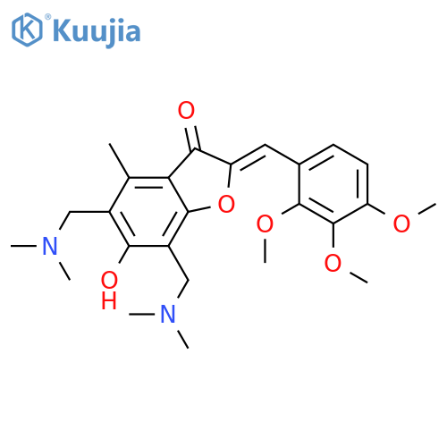 (2Z)-5,7-bis(dimethylamino)methyl-6-hydroxy-4-methyl-2-(2,3,4-trimethoxyphenyl)methylidene-2,3-dihydro-1-benzofuran-3-one structure