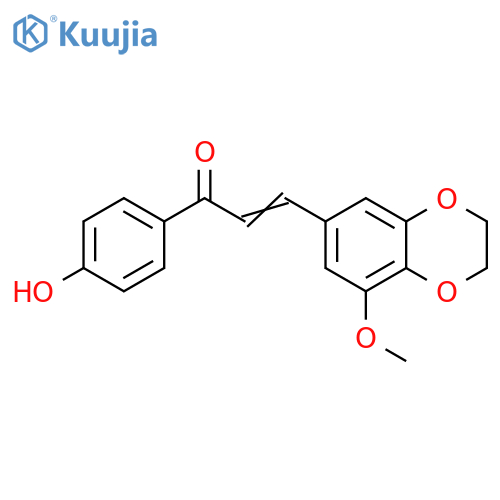 (2E)-1-(4-hydroxyphenyl)-3-(8-methoxy-2,3-dihydro-1,4-benzodioxin-6-yl)prop-2-en-1-one structure