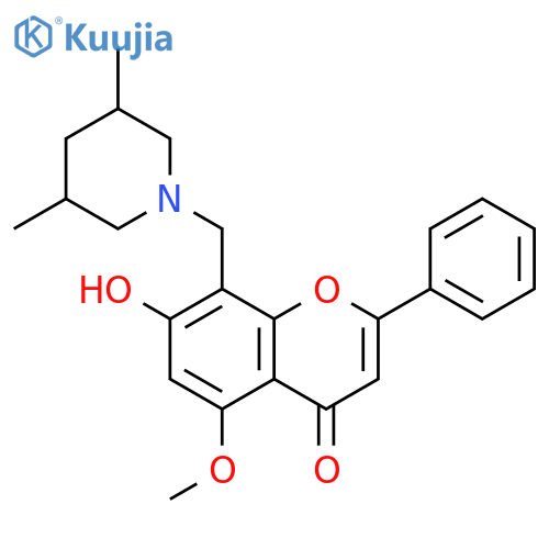 8-(3,5-dimethylpiperidin-1-yl)methyl-7-hydroxy-5-methoxy-2-phenyl-4H-chromen-4-one structure