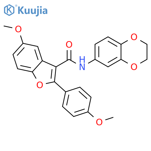 N-(2,3-dihydro-1,4-benzodioxin-6-yl)-5-methoxy-2-(4-methoxyphenyl)-1-benzofuran-3-carboxamide structure
