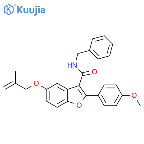 N-benzyl-2-(4-methoxyphenyl)-5-(2-methylprop-2-en-1-yl)oxy-1-benzofuran-3-carboxamide structure