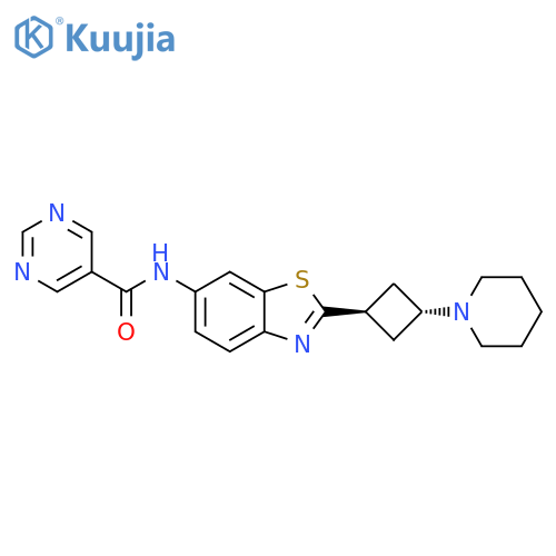 5-Pyrimidinecarboxamide,N-[2-[trans-3-(1-piperidinyl)cyclobutyl]-6-benzothiazolyl]- structure