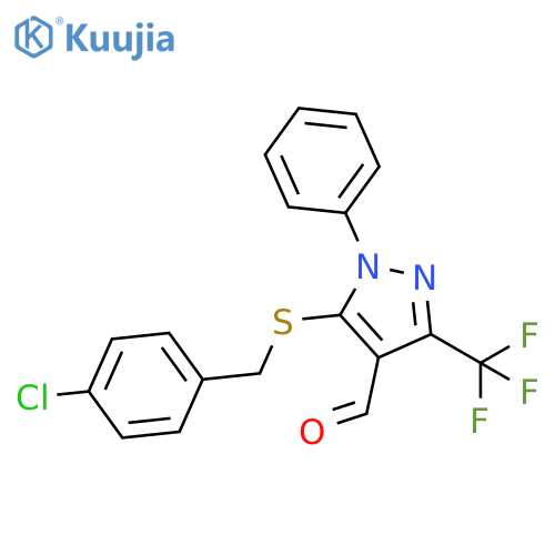 1H-Pyrazole-4-carboxaldehyde,5-[[(4-chlorophenyl)methyl]thio]-1-phenyl-3-(trifluoromethyl)- structure