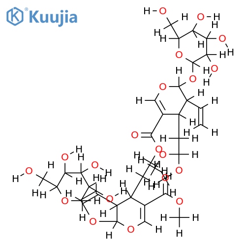 2-[(2S*,3R*,4S*)-3-ethenyl-2-(beta-D-glucopyranosyloxy)-3,4-dihydro-5-(methoxycarbonyl)-2H-pyran-4-yl]ethyl (2S*,3R*,4S*)-4-(2,2-dimethoxyethyl)-3-ethenyl-2-(beta-D-glucopyranosyloxy)-3,4-dihydro-2H-pyran-5-carboxylate structure