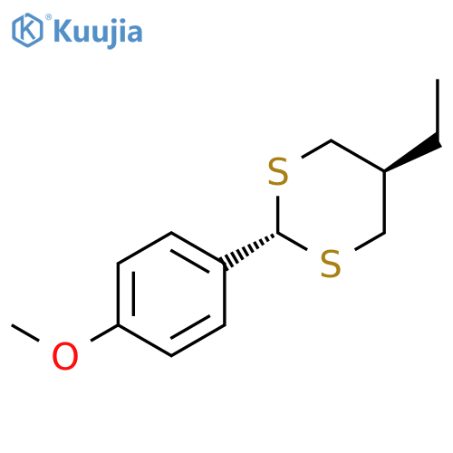 1,3-Dithiane, 5-ethyl-2-(4-methoxyphenyl)-, trans- structure