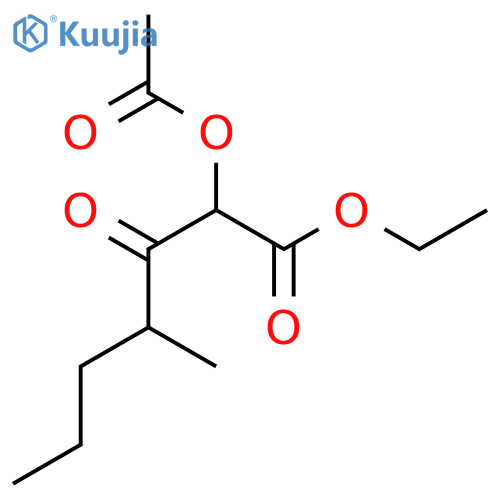Heptanoic acid, 2-(acetyloxy)-4-methyl-3-oxo-, ethyl ester structure