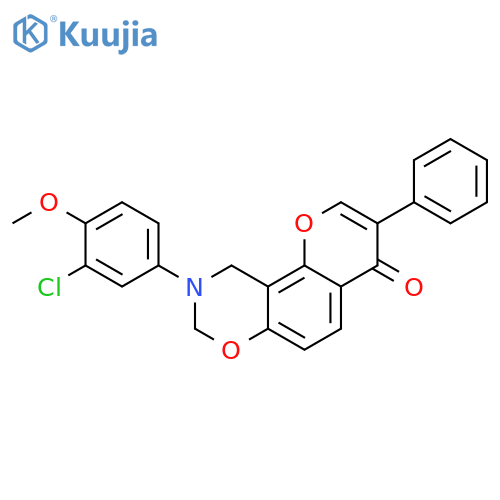 9-(3-chloro-4-methoxyphenyl)-3-phenyl-4H,8H,9H,10H-chromeno8,7-e1,3oxazin-4-one structure