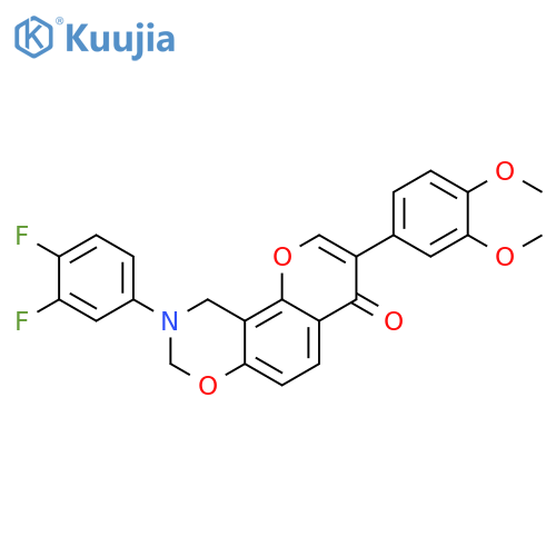 9-(3,4-difluorophenyl)-3-(3,4-dimethoxyphenyl)-4H,8H,9H,10H-chromeno8,7-e1,3oxazin-4-one structure