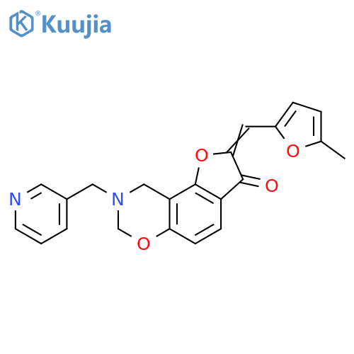 (2Z)-2-[(5-methylfuran-2-yl)methylidene]-8-(pyridin-3-ylmethyl)-7,9-dihydrofuro[2,3-f][1,3]benzoxazin-3-one structure