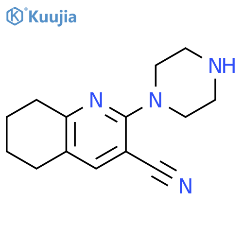 2-(piperazin-1-yl)-5,6,7,8-tetrahydroquinoline-3-carbonitrile structure