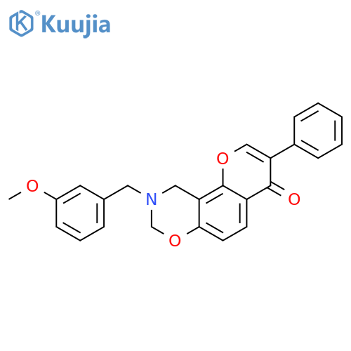 9-(3-methoxyphenyl)methyl-3-phenyl-4H,8H,9H,10H-chromeno8,7-e1,3oxazin-4-one structure