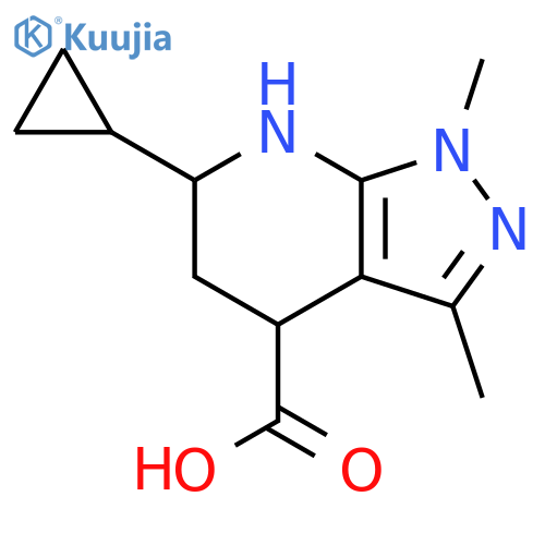 6-cyclopropyl-1,3-dimethyl-1H,4H,5H,6H,7H-pyrazolo3,4-bpyridine-4-carboxylic acid structure