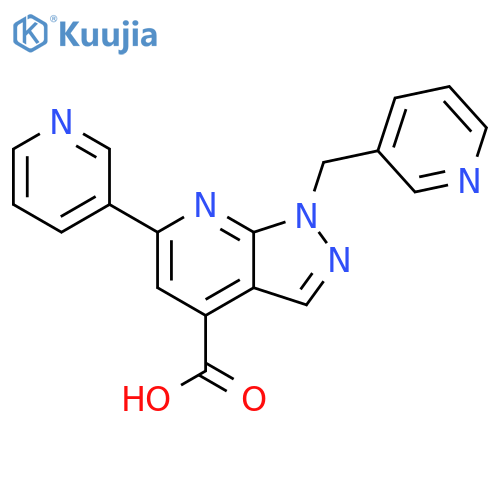 6-(pyridin-3-yl)-1-(pyridin-3-yl)methyl-1H-pyrazolo3,4-bpyridine-4-carboxylic acid structure