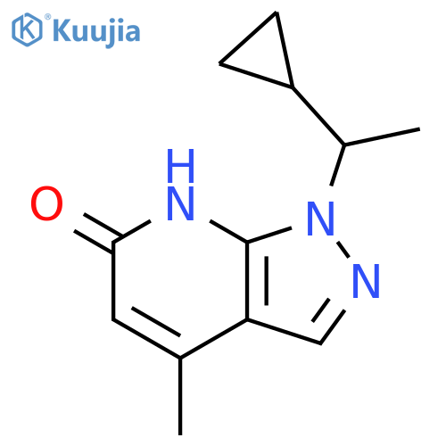 1-(1-cyclopropylethyl)-4-methyl-1H,6H,7H-pyrazolo3,4-bpyridin-6-one structure