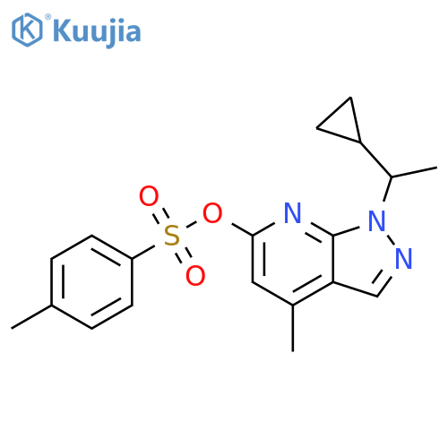 1-(1-cyclopropylethyl)-4-methyl-1H-pyrazolo3,4-bpyridin-6-yl 4-methylbenzene-1-sulfonate structure