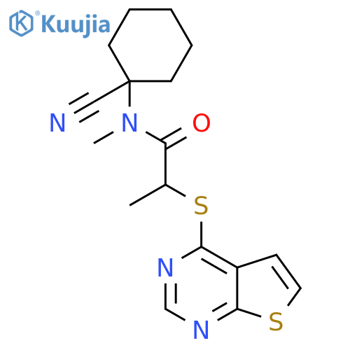 N-(1-cyanocyclohexyl)-N-methyl-2-{thieno[2,3-d]pyrimidin-4-ylsulfanyl}propanamide structure