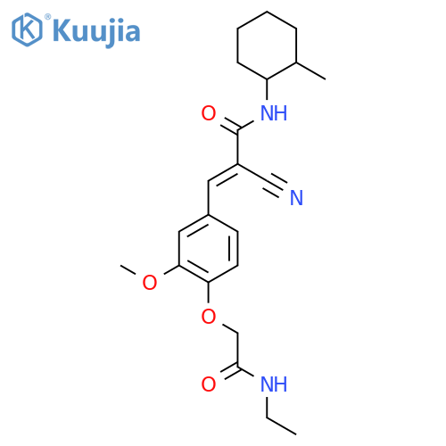 2-cyano-3-{4-[(ethylcarbamoyl)methoxy]-3-methoxyphenyl}-N-(2-methylcyclohexyl)prop-2-enamide structure