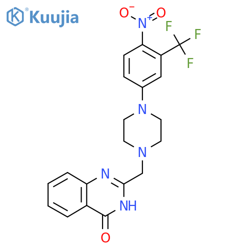 2-({4-4-nitro-3-(trifluoromethyl)phenylpiperazin-1-yl}methyl)-3,4-dihydroquinazolin-4-one structure